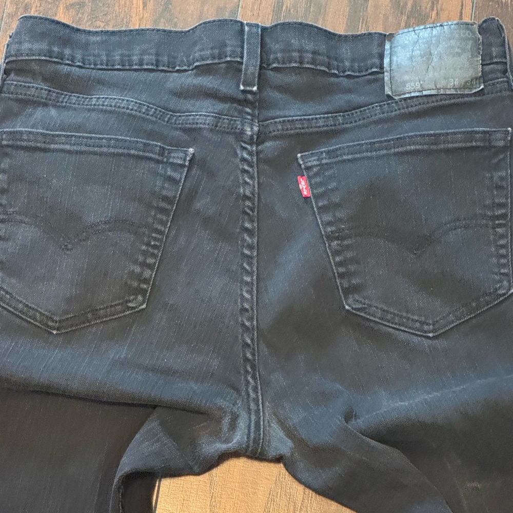 Levi's 559 Jeans Mens 34x34 Black Relaxed Straight Denim (FITS 34x32) Work Ranch - Picture 11 of 16